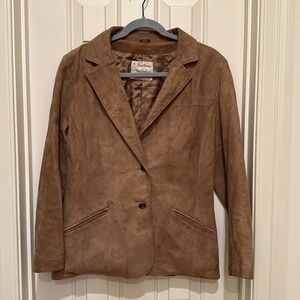 Leathers By New England Ladies Leather Suede Jacket Academic Blazer Classic L 12